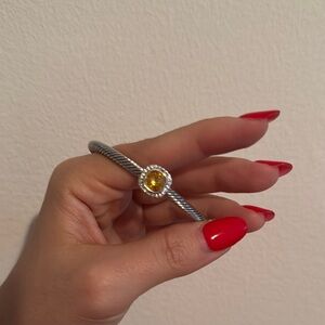 Elegant Silver and Yellow Gemstone Bracelet
